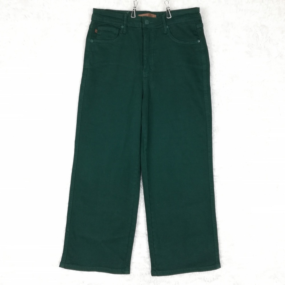Judy Blue Womens Jeans Wide Leg Crop Hunter Green Garment Dyed High Rise 9